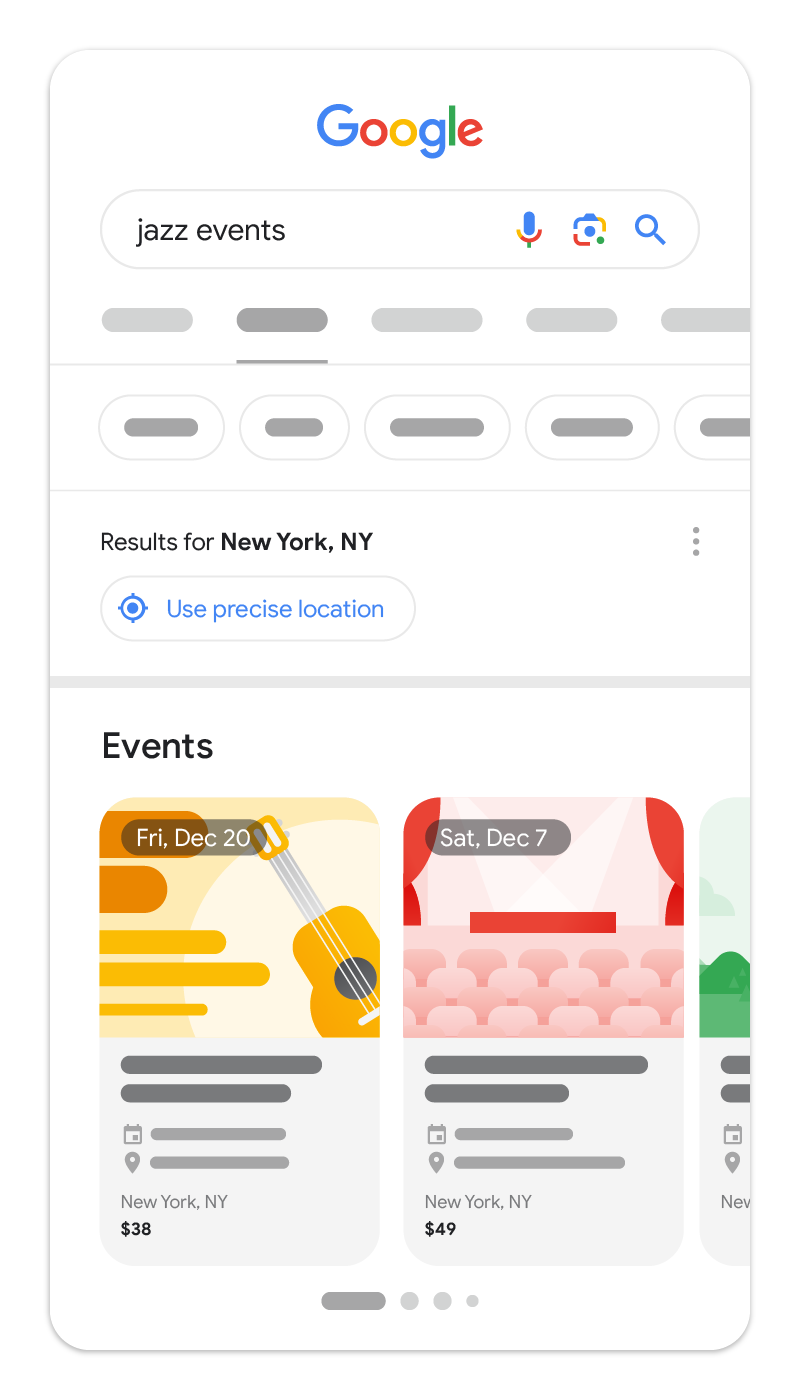 Cómo se ve la experiencia del evento en la Búsqueda de Google